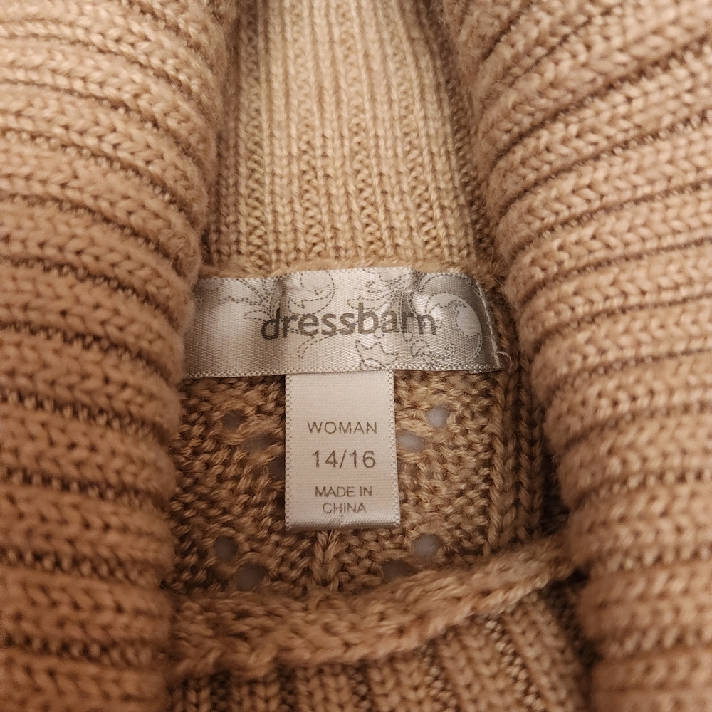 Tan Pullover Turtleneck Half Sleeve Sweater Size 14 - Picture 9 of 14